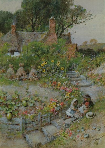 Giardino di cottage in estate da William Stephen Coleman